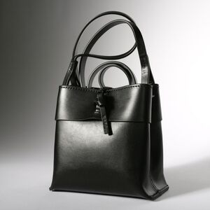 NWT KARA Nano Tie Black Leather Crossbody Bag